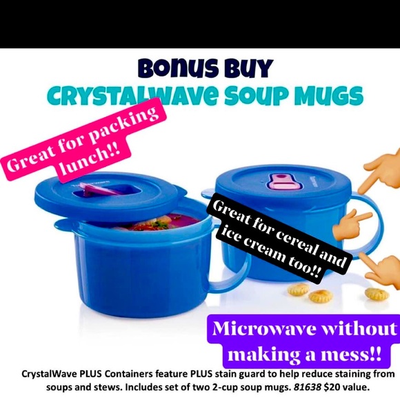 🥣Set of TWO Tupperware brand CrystalWave Microwave Soup Bowls 🥣 - Picture 1 of 4